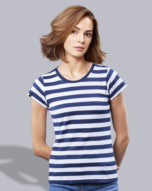MTS M110 ― Weiches Damen Stripy Bio-Baumwolle T-Shirt - Schwarz   Weiß Jetzt online – Bild 3
