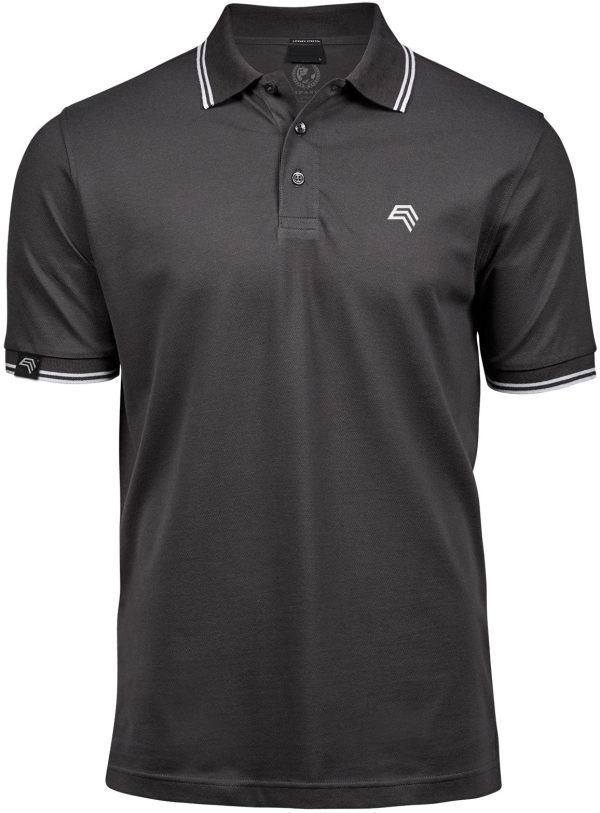 TJS 1407 ― Luxury Stripe Stretch Bio-Baumwolle Polo Shirt - Dark Grau   Weiß Mode